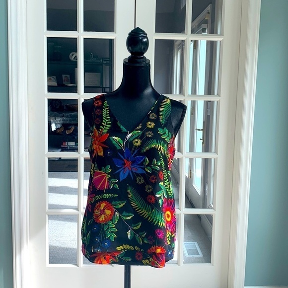 Violet+claire Tropical Botanical Layered V neck Tank - Picture 1 of 9